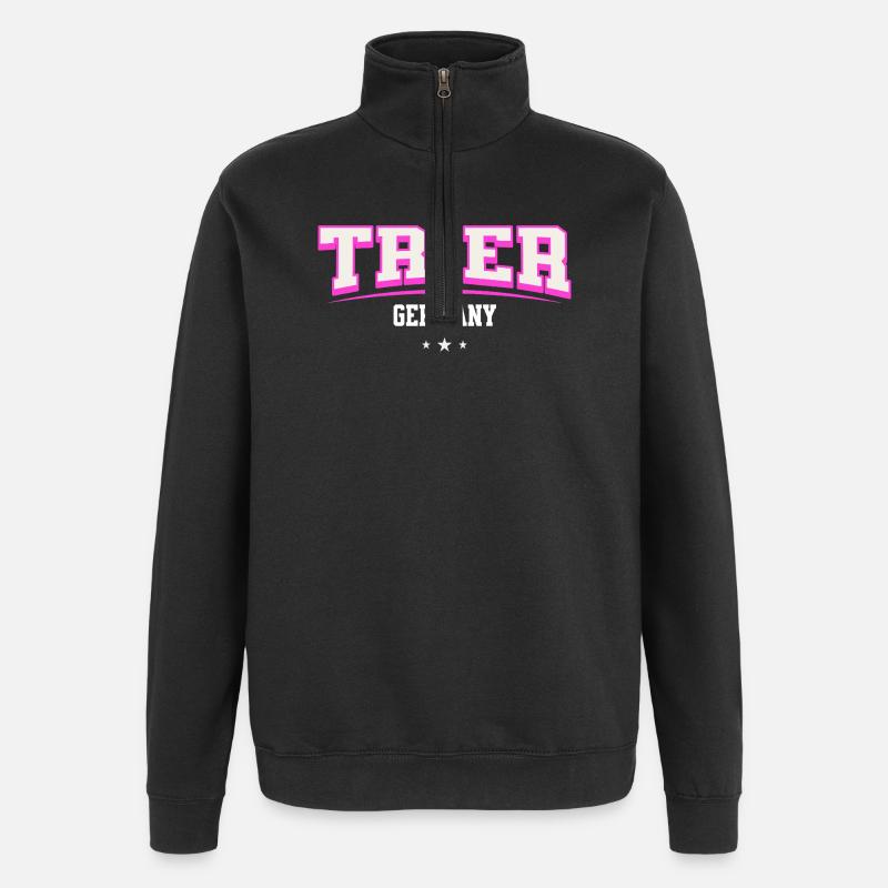 Trier Germany Retro Lettering - Quarter-Zip Sweatshirt - black