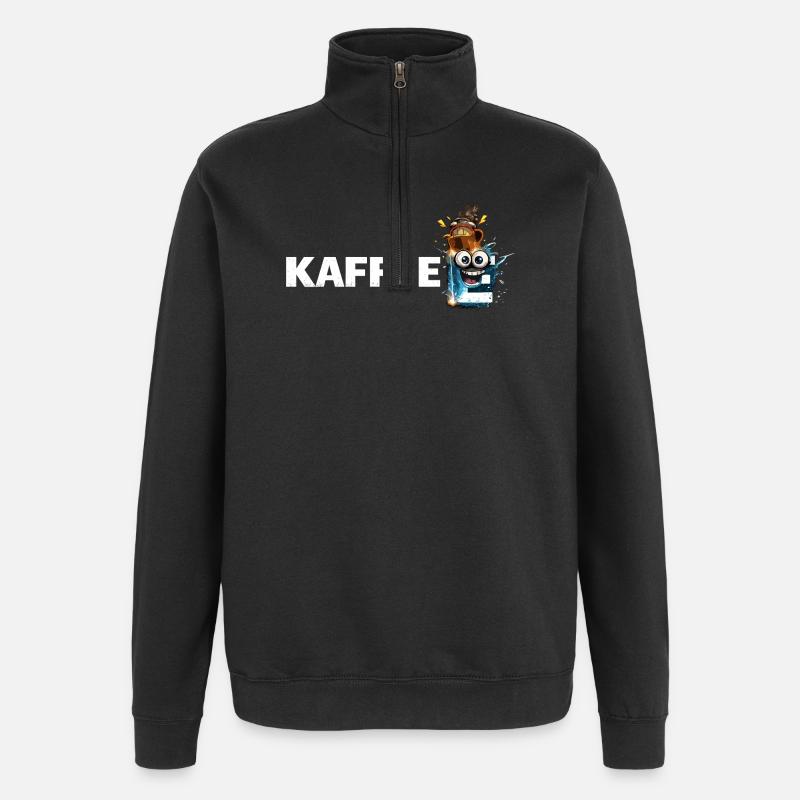 Kaffee Mascot Splash - Quarter-Zip-Sweatshirt - Schwarz