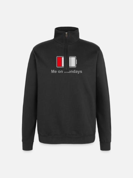 Low Battery Mondays – Low Energy Mood - Quarter-Zip Sweatshirt - black