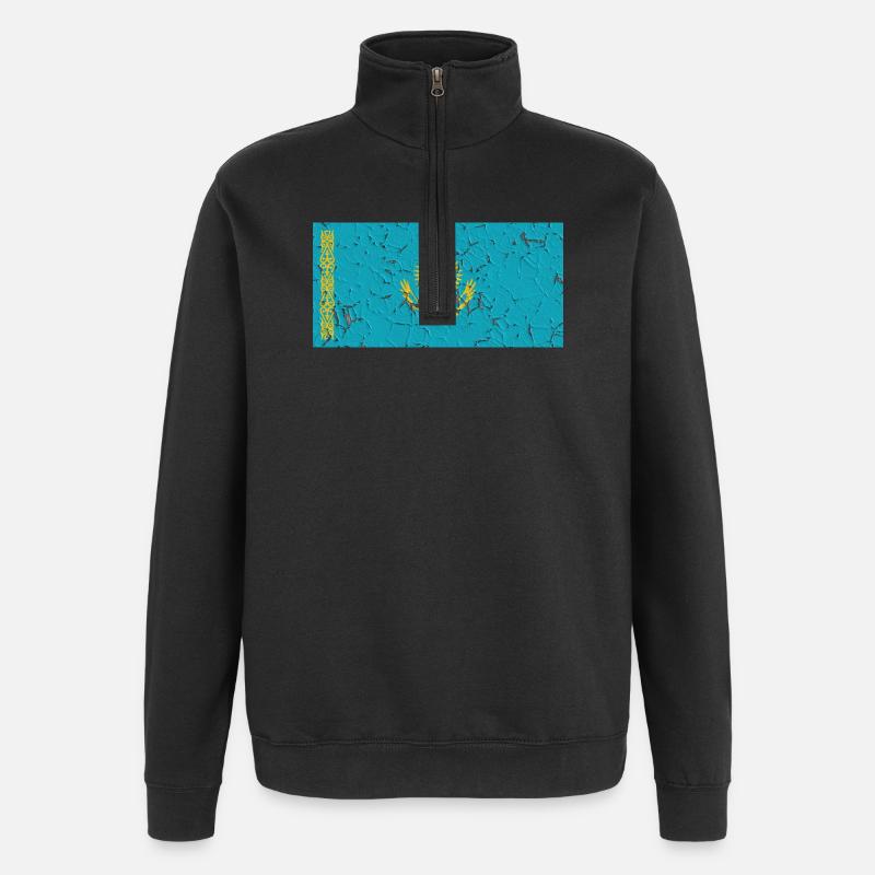 Flagge Kasachstan - Quarter-Zip-Sweatshirt - Schwarz