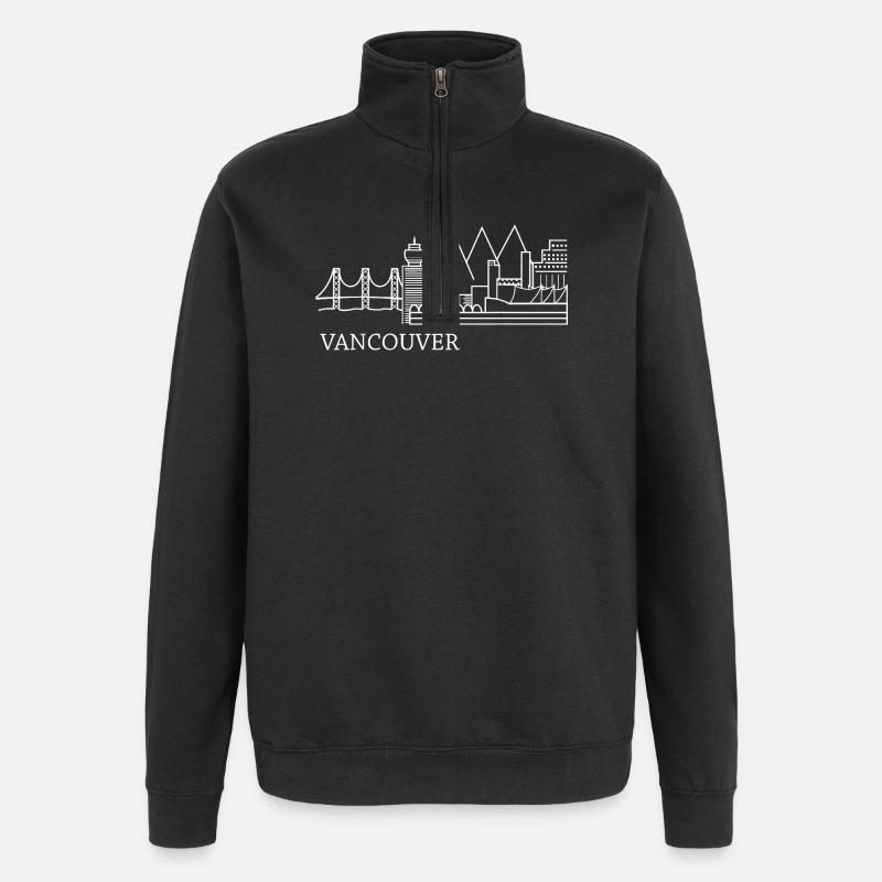 Vancouver Skyline Line Art Tee - Quarter-Zip Sweatshirt - black