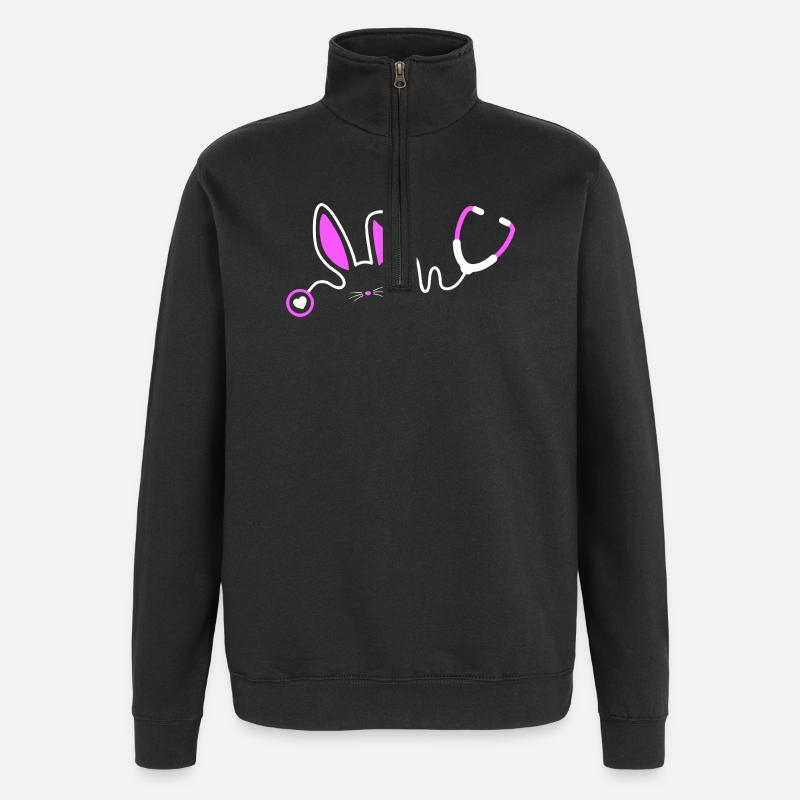 Fantaisie de lapin stéthoscope - Sweat à zip 1/4 - noir