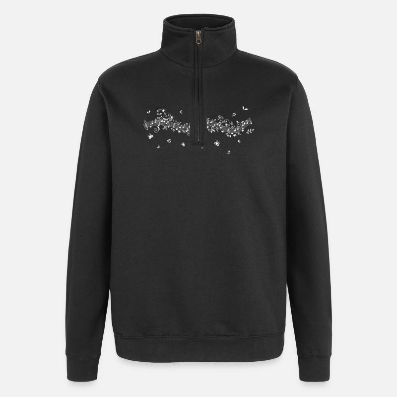 Notes de musique - Sweat à zip 1/4 - noir