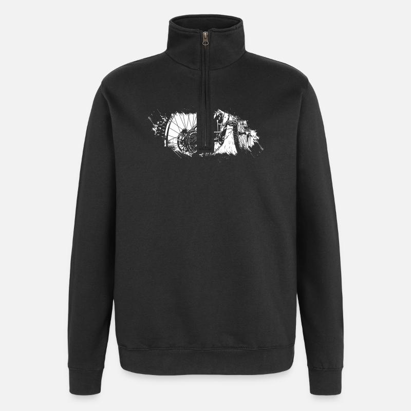 Zahnräder in Bewegung - Quarter-Zip-Sweatshirt - Schwarz