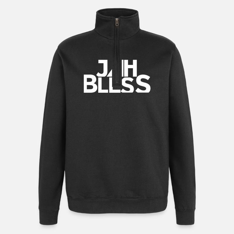 Jah Bless Block Font Design - Quarter-Zip Sweatshirt - black
