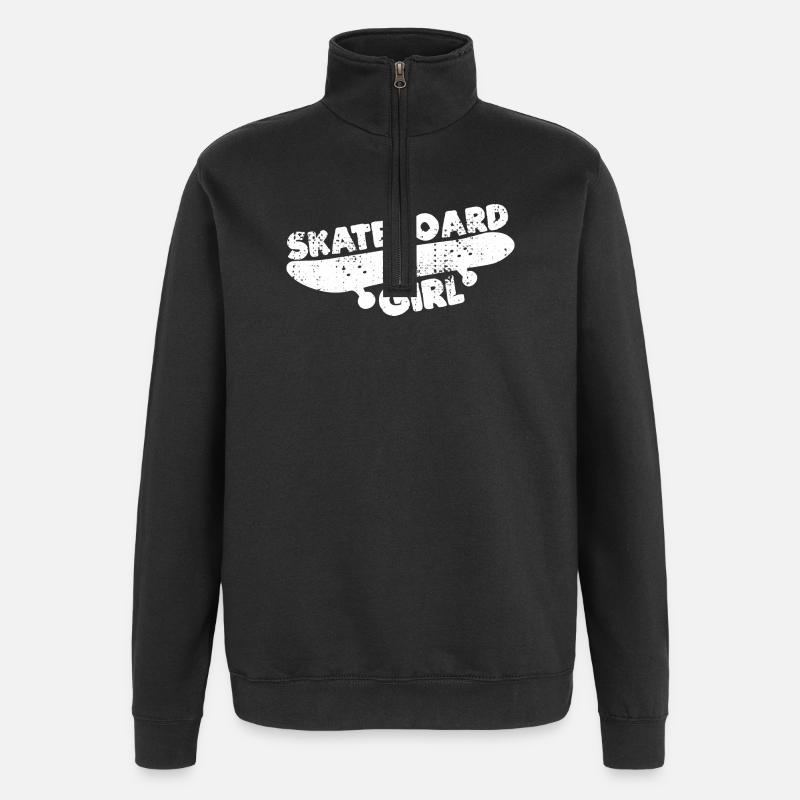 Fille de planche à roulettes - Sweat à zip 1/4 - noir