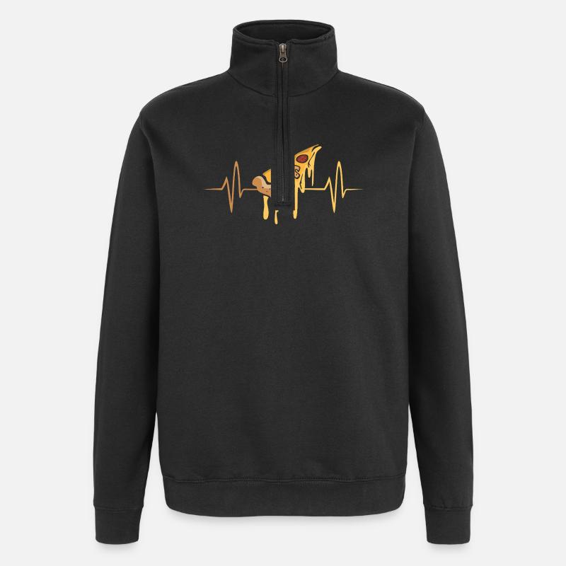 Pizza Pulse Battement de cœur - Sweat à zip 1/4 - noir