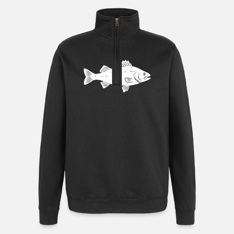 Barsch Flussbarsch Perch Angler Vektor - Quarter-Zip-Sweatshirt - Schwarz