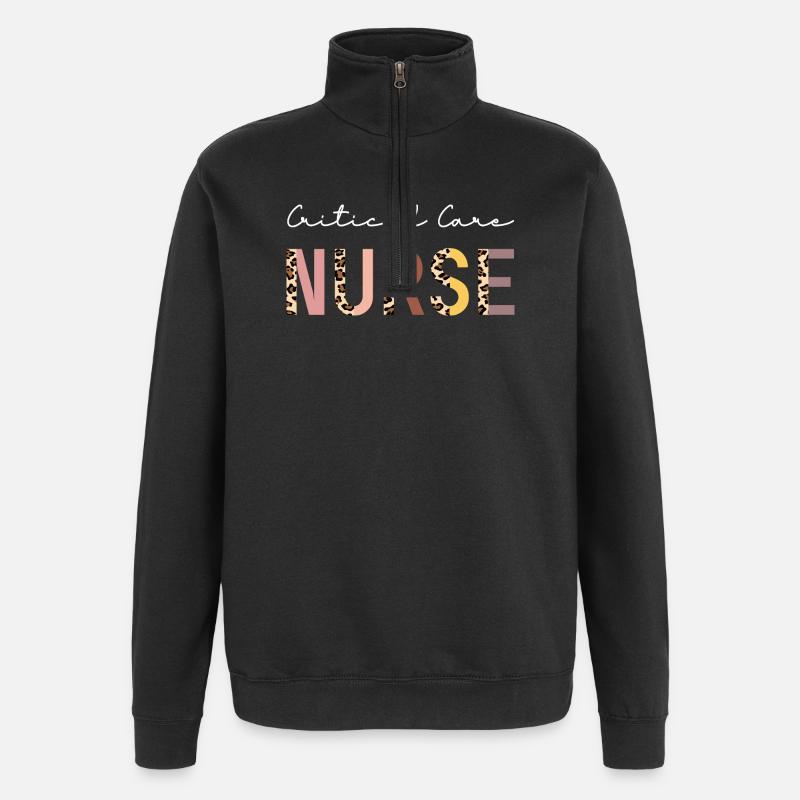 Intensivpflegepfleger-Pflegekraft CCN Boho-Design - Quarter-Zip-Sweatshirt - Schwarz
