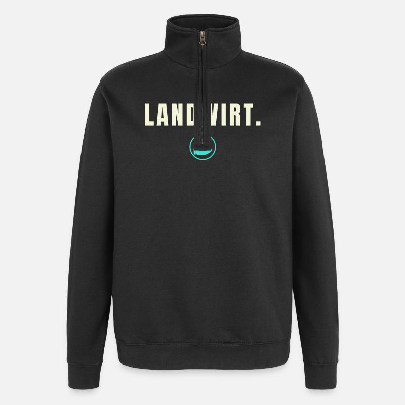 Farmer Success Edition - Hand & Apple - Quarter-Zip Sweatshirt - black