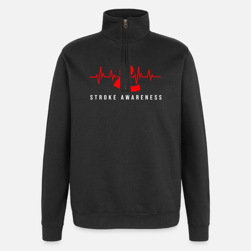 Hirnschlag Schlaganfall - Quarter-Zip-Sweatshirt - Schwarz