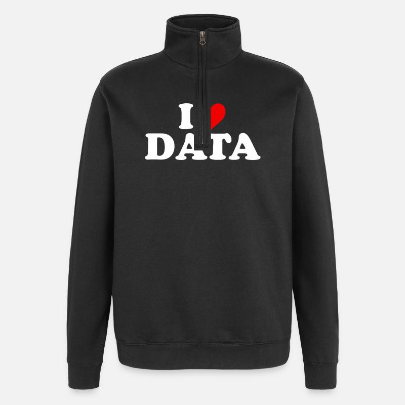 Ich liebe Daten – Herz - Quarter-Zip-Sweatshirt - Schwarz