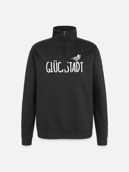 Glückstadt Möwe Elbe - Quarter-Zip-Sweatshirt - Schwarz