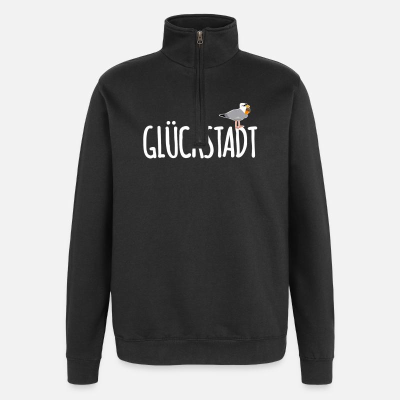 Glückstadt Möwe Elbe - Quarter-Zip-Sweatshirt - Schwarz