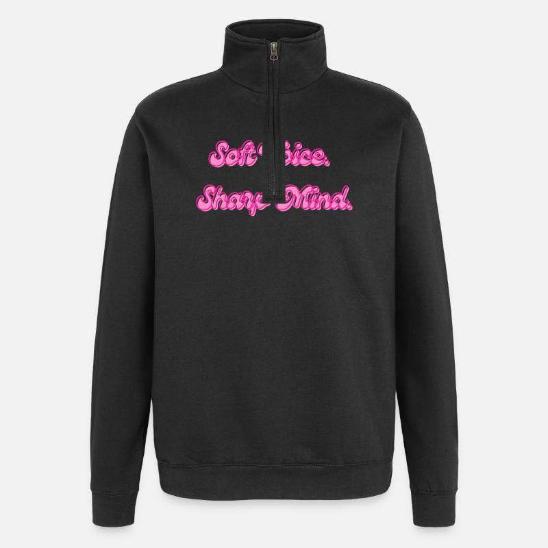 Soft Voice, Sharp Mind - Quarter-Zip Sweatshirt - black