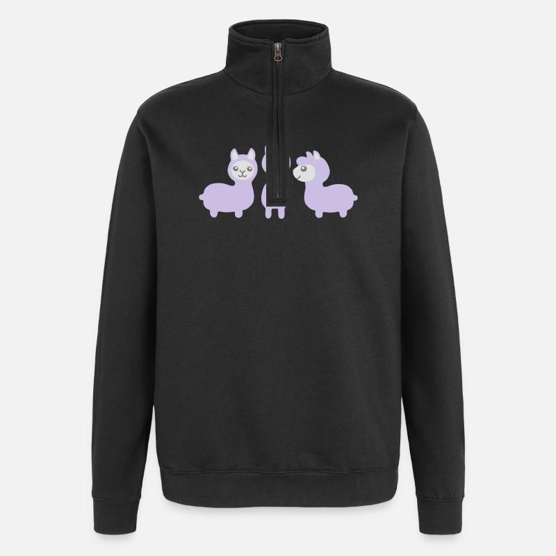 Drei Alpakas - Quarter-Zip-Sweatshirt - Schwarz