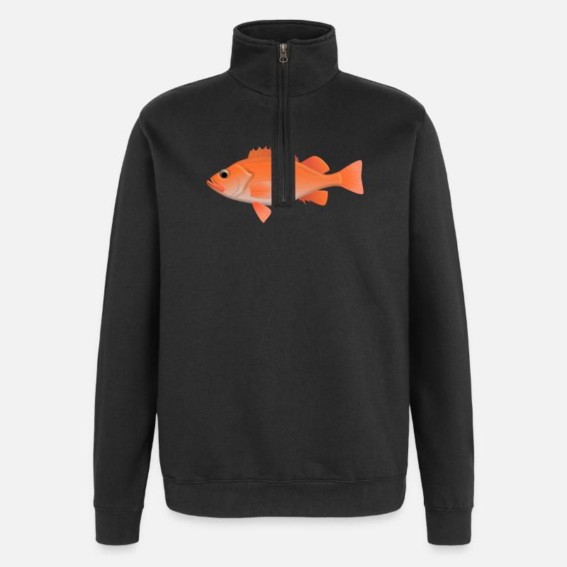 Rotbarsch natur - Quarter-Zip-Sweatshirt - Schwarz