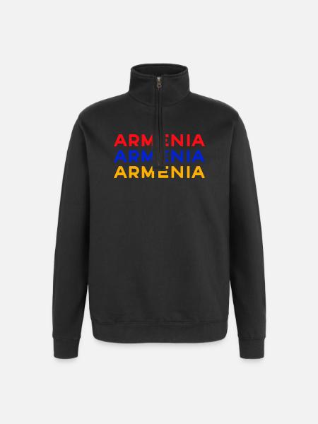 Armenia Lettering Flag - Quarter-Zip Sweatshirt - black