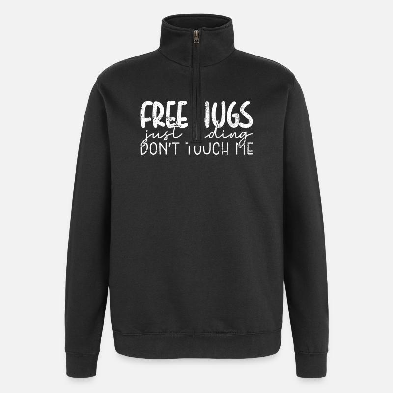 Câlins gratuits Je plaisante - Sweat à zip 1/4 - noir