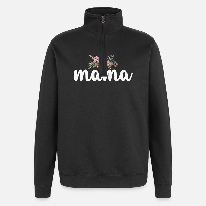 Maman Maman - Sweat à zip 1/4 - noir