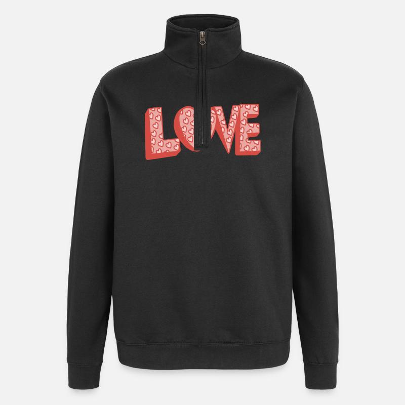 Amour de style rétro - Sweat à zip 1/4 - noir