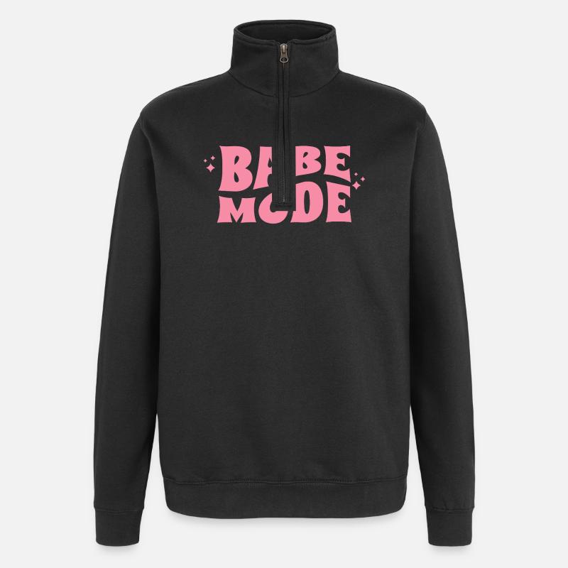 Babe Mode Power Design - Quarter-Zip-Sweatshirt - Schwarz