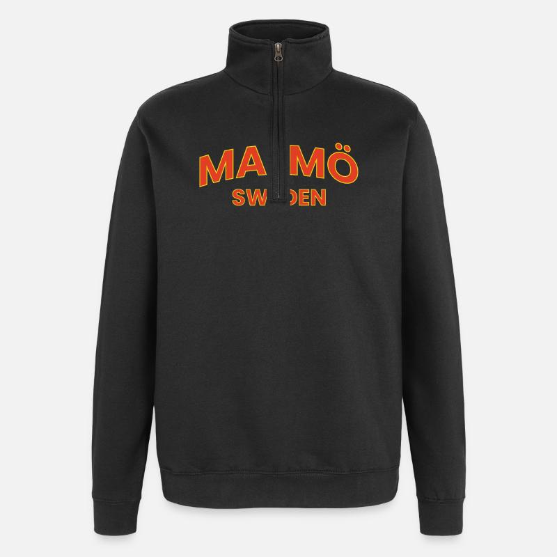 Logo en gras de Malmö Suède - Sweat à zip 1/4 - noir