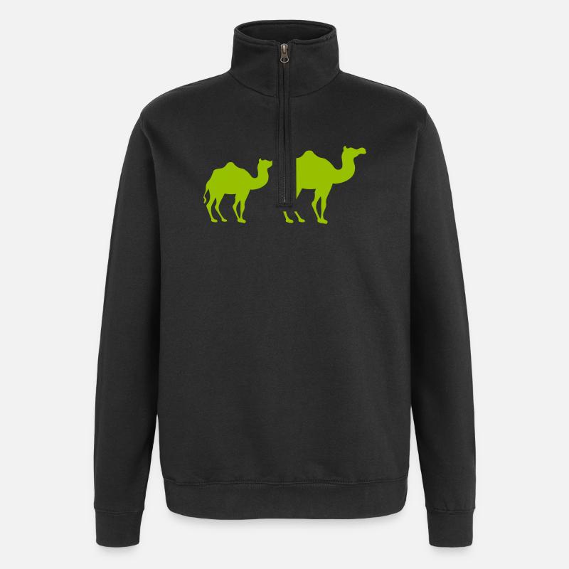 Duo Silhouette Camel Vert Néon - Sweat à zip 1/4 - noir