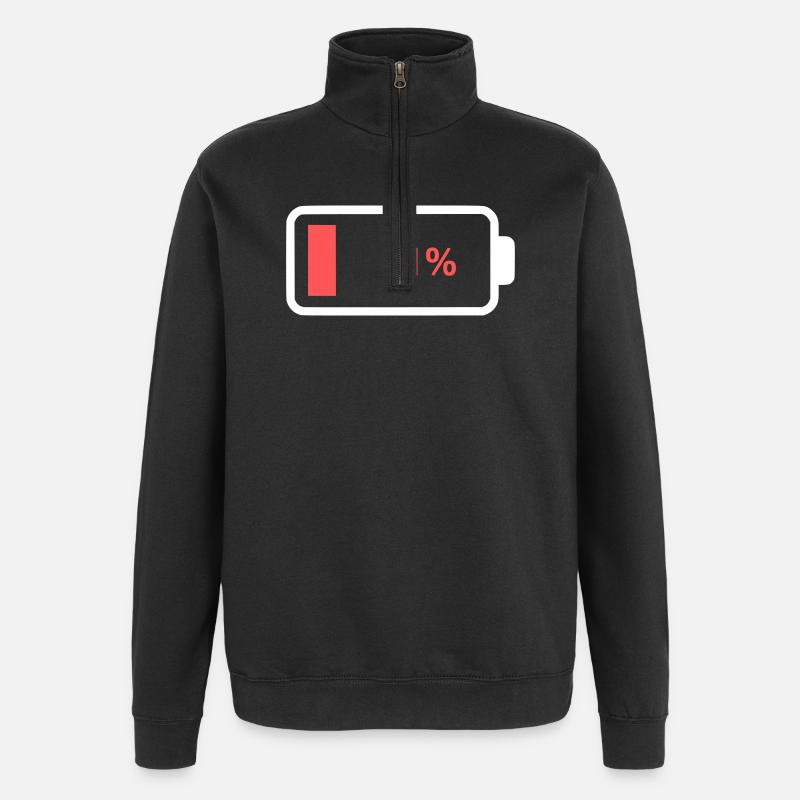 Icône de batterie vide à 1 % - Sweat à zip 1/4 - noir