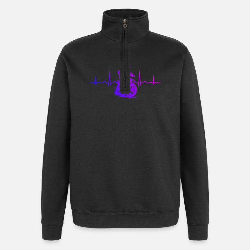 Motif emblématique du motocross - Sweat à zip 1/4 - noir