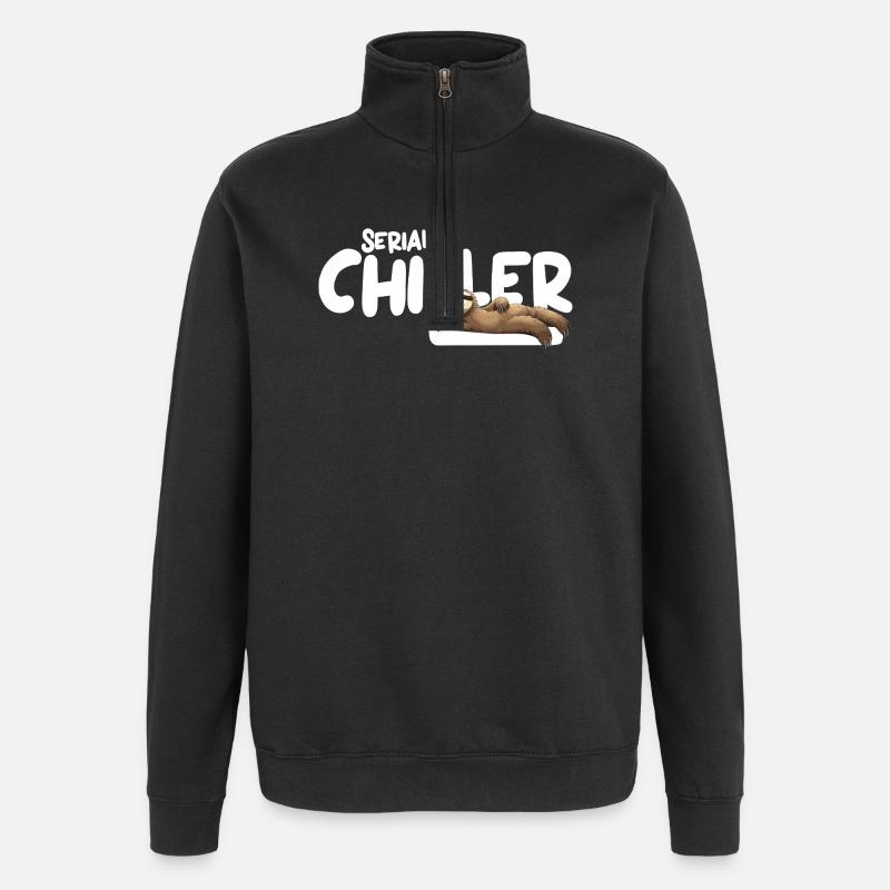 Faultier Serial Chiller – Lustiges Sloth Tee - Quarter-Zip-Sweatshirt - Schwarz