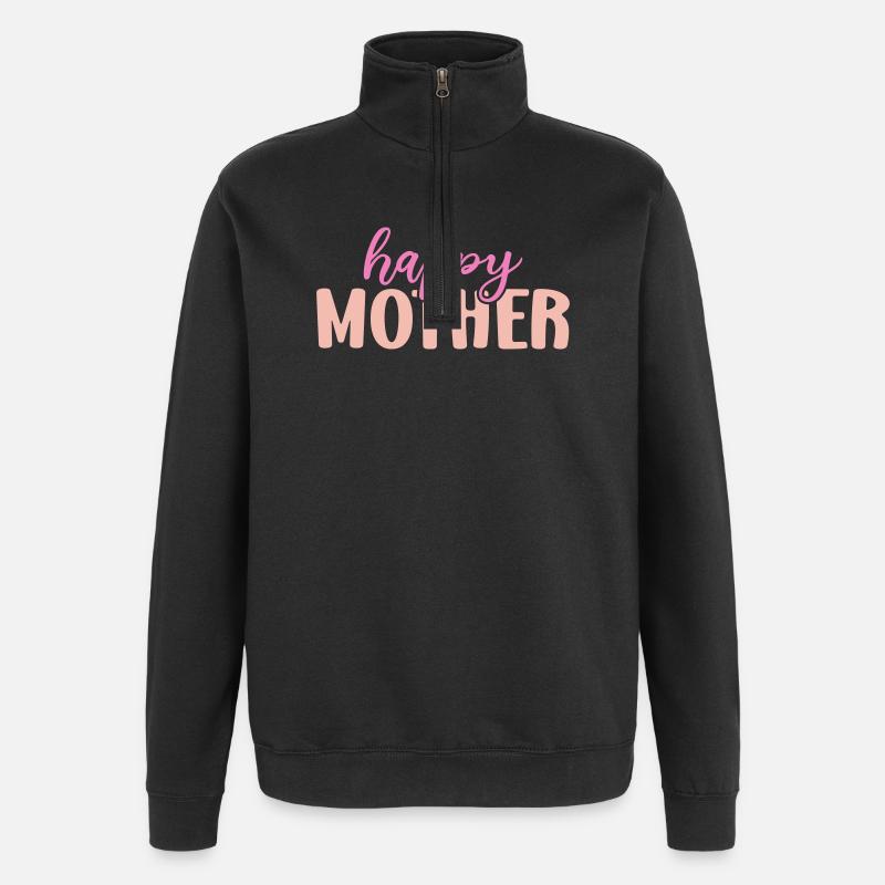 Glückliche Mutter - Quarter-Zip-Sweatshirt - Schwarz