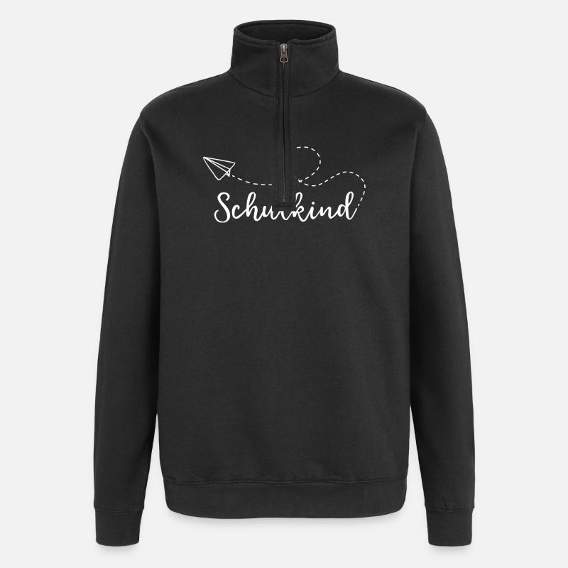 Schulkind - Papierflieger - Quarter-Zip-Sweatshirt - Schwarz