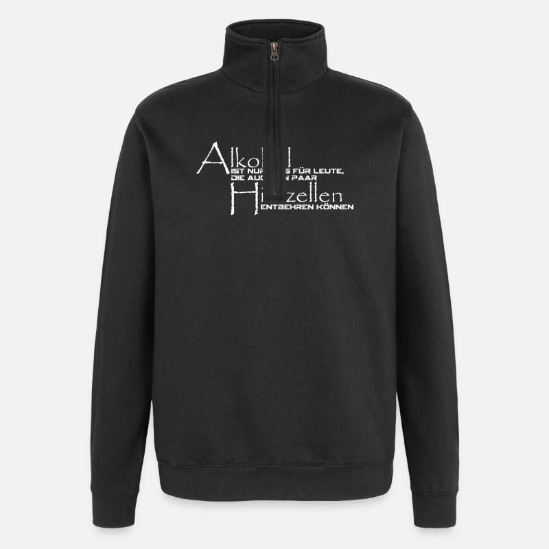 Alkohol Spruch Hirnzellen - Quarter-Zip-Sweatshirt - Schwarz