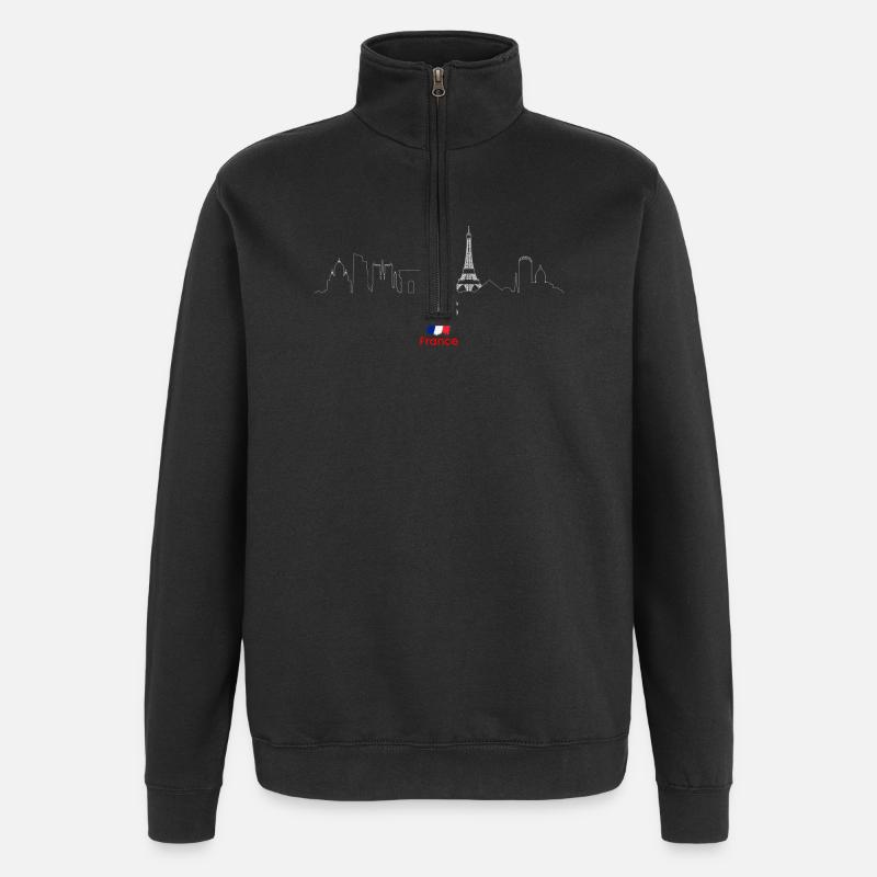Paris Skyline Line Art - Quarter-Zip Sweatshirt - black