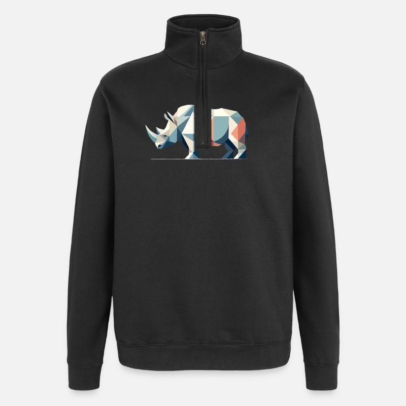 Rhinocéros géométrique – Une élégance puissante - Sweat à zip 1/4 - noir