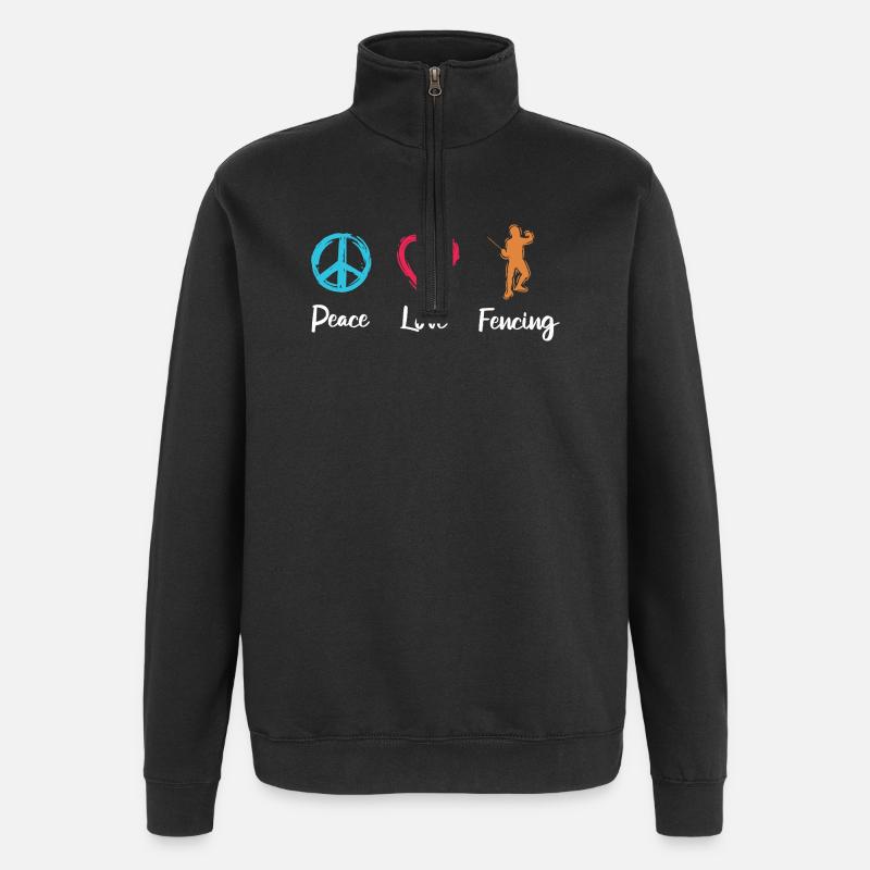 Paix Amour Escrime - Sweat à zip 1/4 - noir