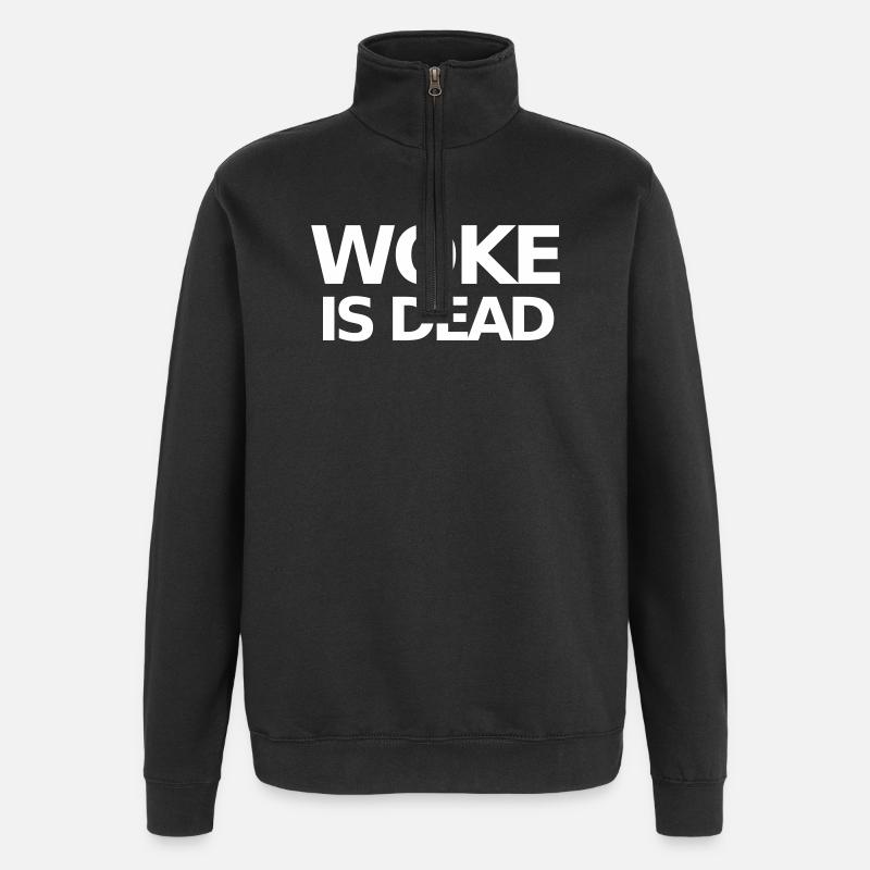 Woke is Dead Statement - Quarter-Zip Sweatshirt - black