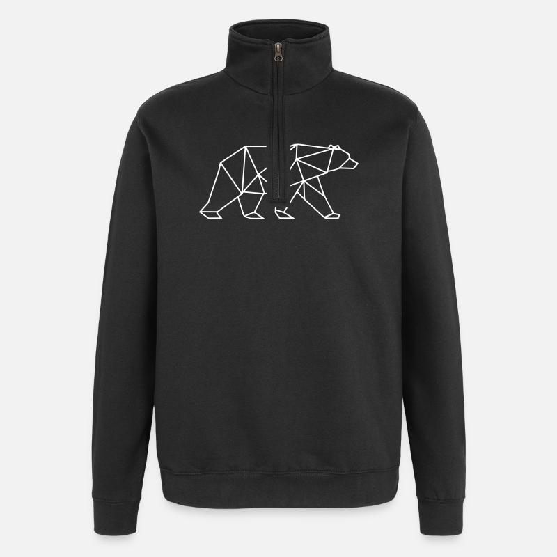 Icône polygonale d’ours - Sweat à zip 1/4 - noir