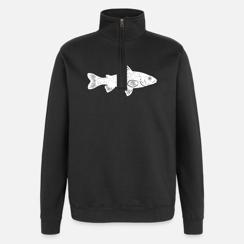 Vecteur nature du pêcheur gris - Sweat à zip 1/4 - noir
