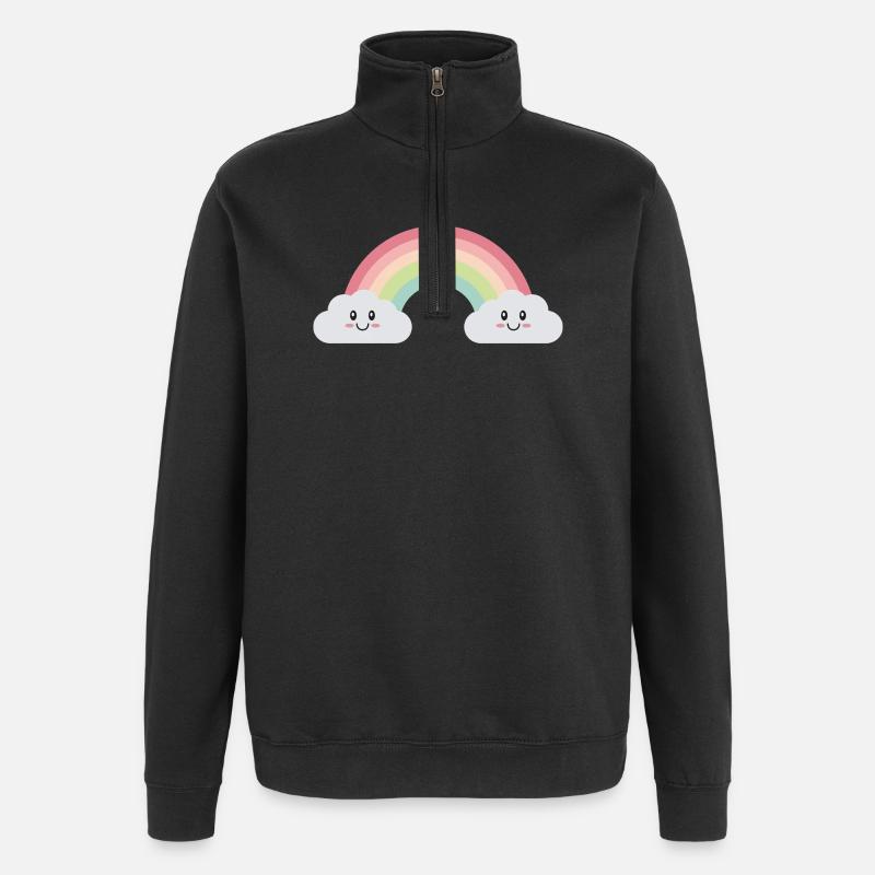 Regenbogenwolken - Quarter-Zip-Sweatshirt - Schwarz