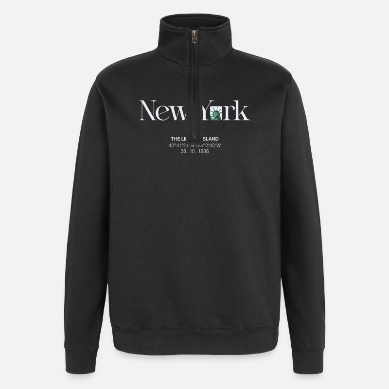 Skyline néon de Liberty Island - Sweat à zip 1/4 - noir