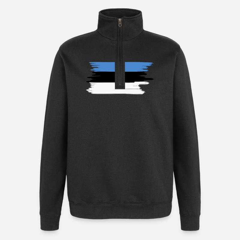 Drapeau estonien - Sweat à zip 1/4 - noir
