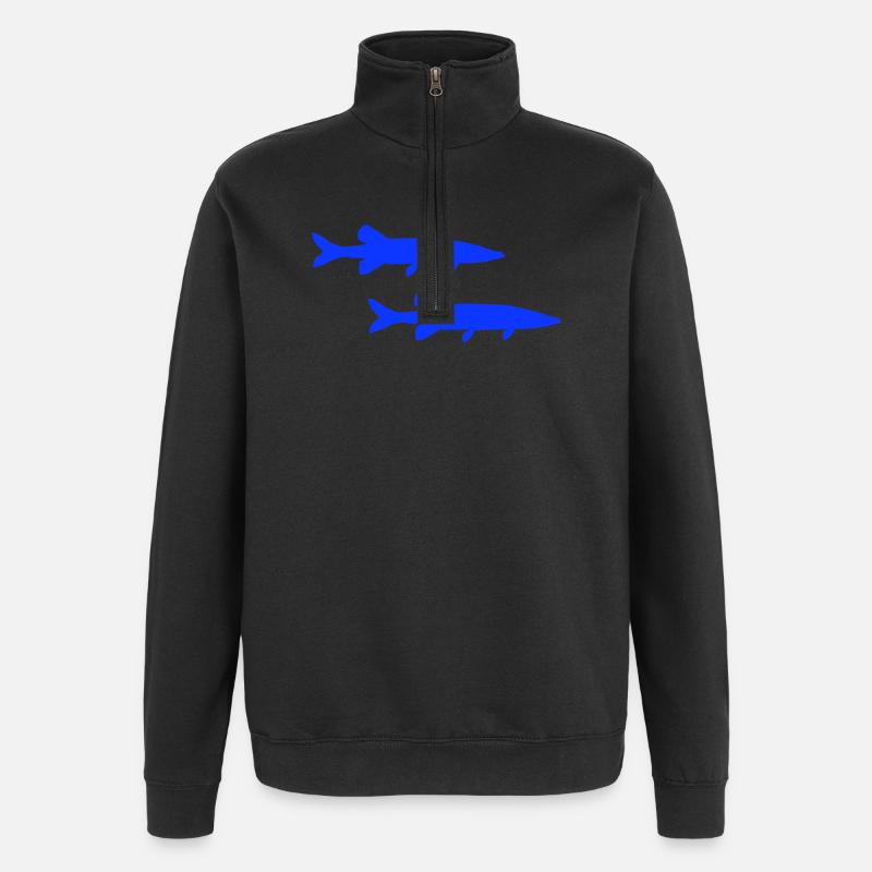Pike Fish - Quarter-Zip Sweatshirt - black