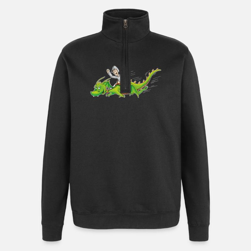 Drachenritter - Quarter-Zip-Sweatshirt - Schwarz