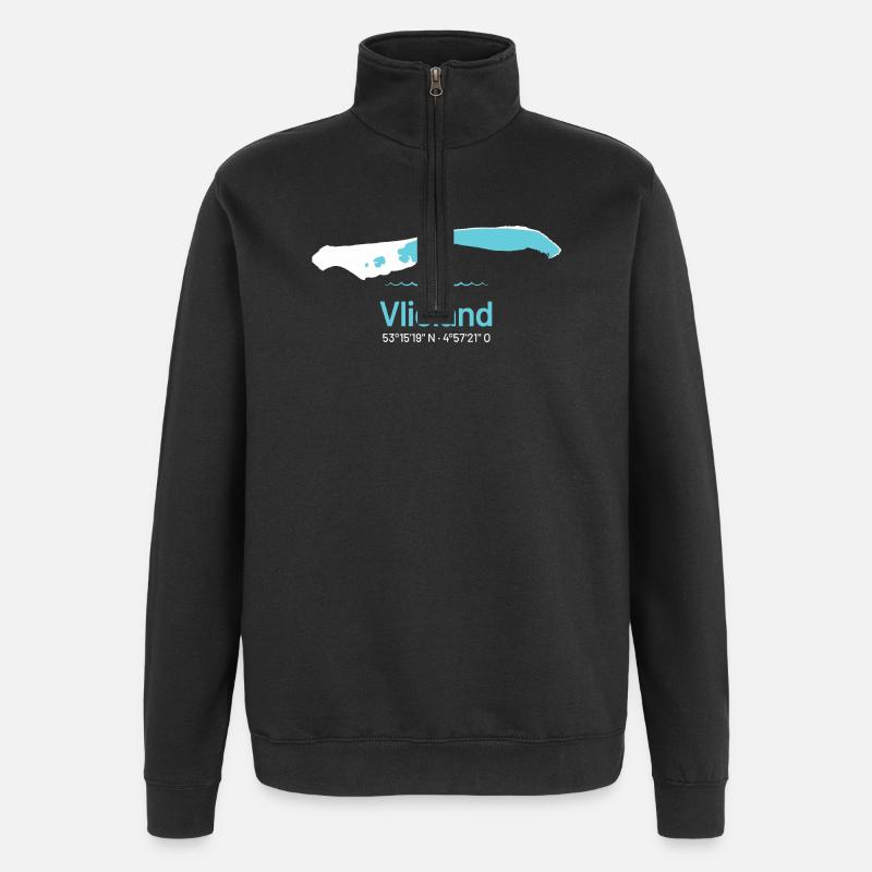Vlieland | Carte de conception - Sweat à zip 1/4 - noir