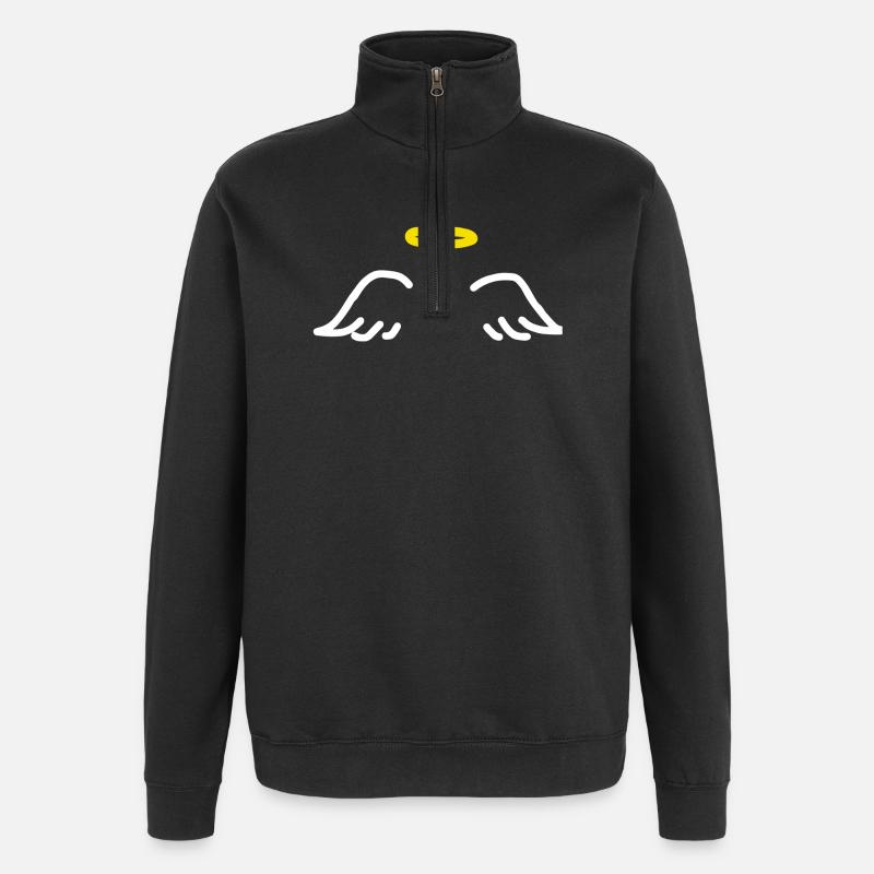 engelflügel - Quarter-Zip-Sweatshirt - Schwarz