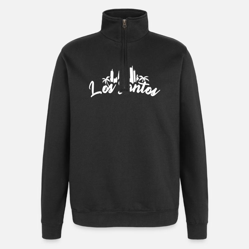 Los Santos - Sweat à zip 1/4 - noir