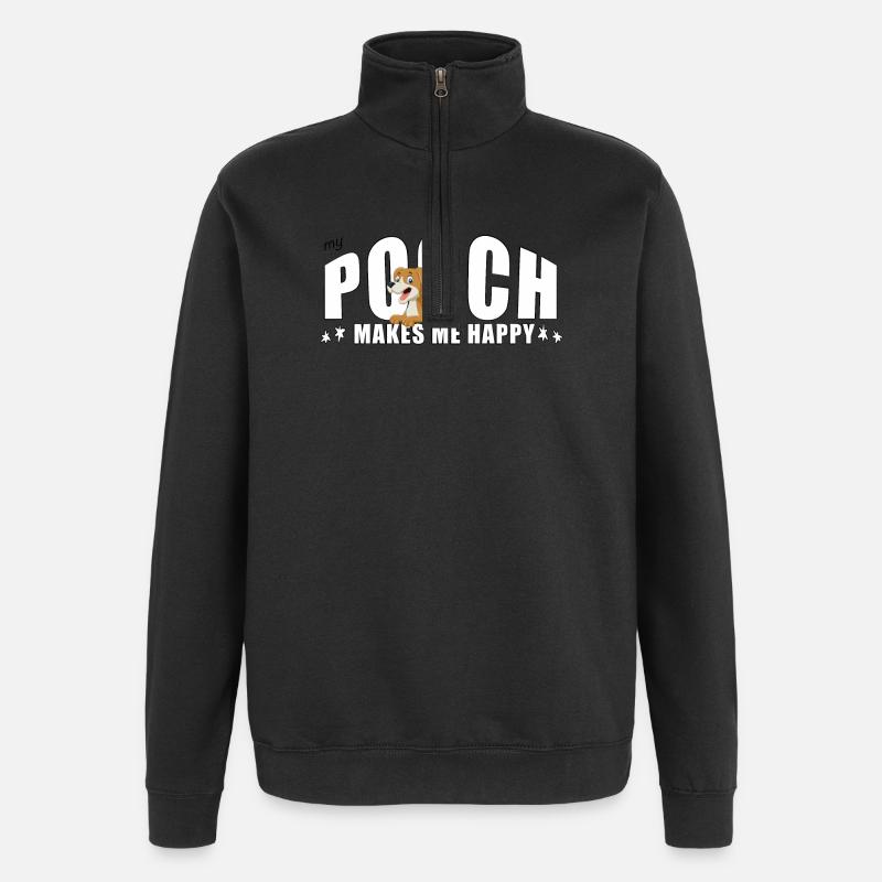MY POOCH makes me happy - Quarter-Zip-Sweatshirt - Schwarz