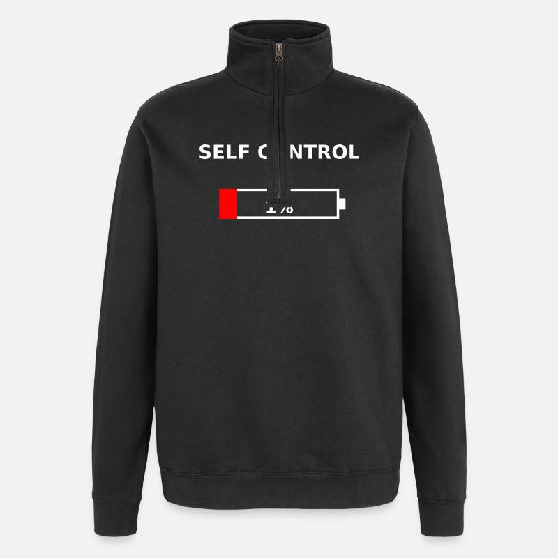 SELF CONTROL - 1 % Batterie faible - Sweat à zip 1/4 - noir